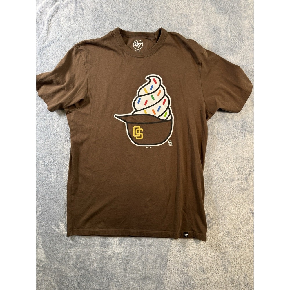 47 Brand San Diego Padres Shirt Small S MLB Baseball Graphic Tee Brown